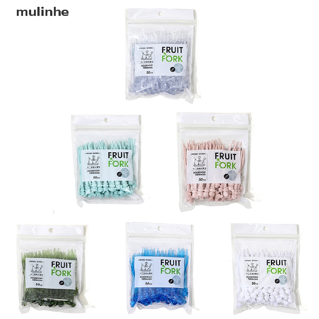 Mulinhe Set 50 Nĩa Ăn Trái Cây Tráng Miệng Hai Răng Dành Cho Trẻ Em vn