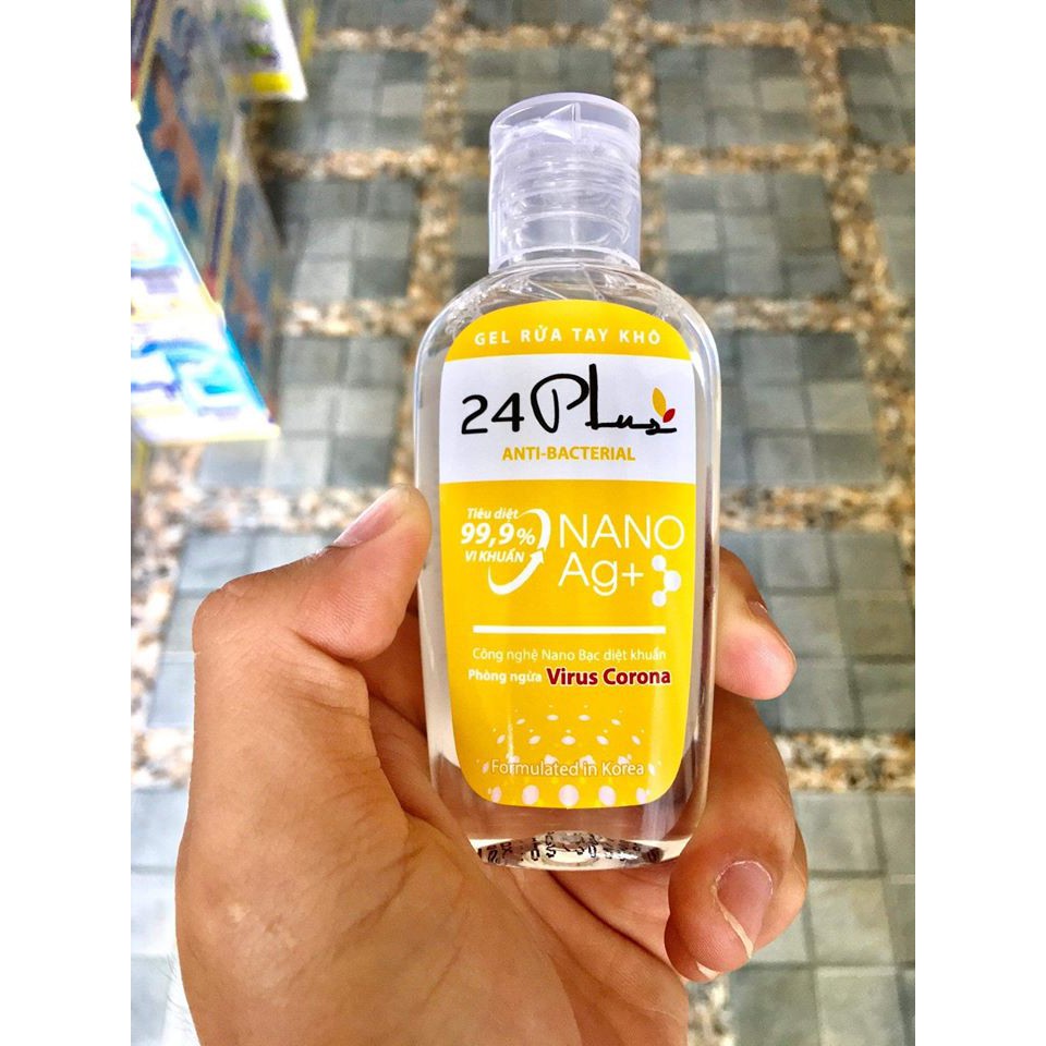 [HÀNG CHÍNH HÃNG] GEL RỬA TAY KHÔ 24 PLUS NANO BẠC 60ML