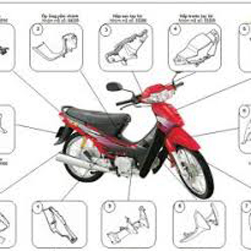 💥DÀN áo áo xe WAVE ZX  MÀU TRẮNG -wave alpha - Full vỏ NHỰA nguyên sinh xe Wave ZX màu Trắng đen [D114-zx trắng )