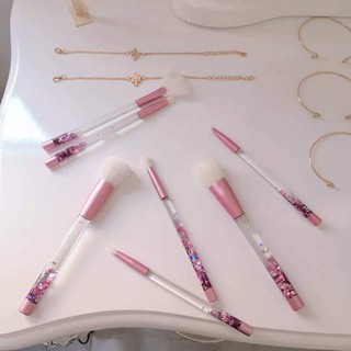 Set 7 cọ trang điểm kim tuyến kèm túi siêu xinh