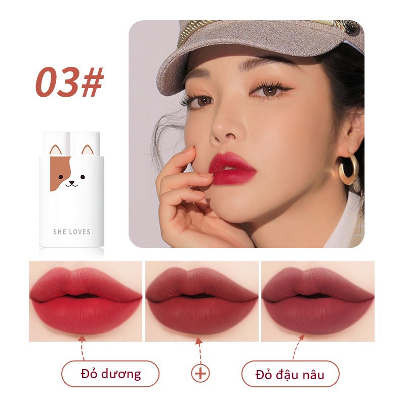 Son She Loves Dog and Cat Diary Matte Lipstick siêu lì hàng nội địa Trung | BigBuy360 - bigbuy360.vn
