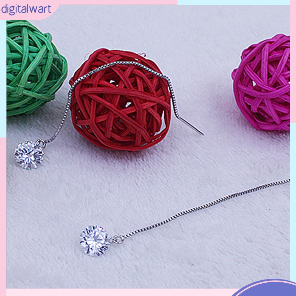 Khuyên tai dài mạ bạc đính đá sang trọng dành cho nữ