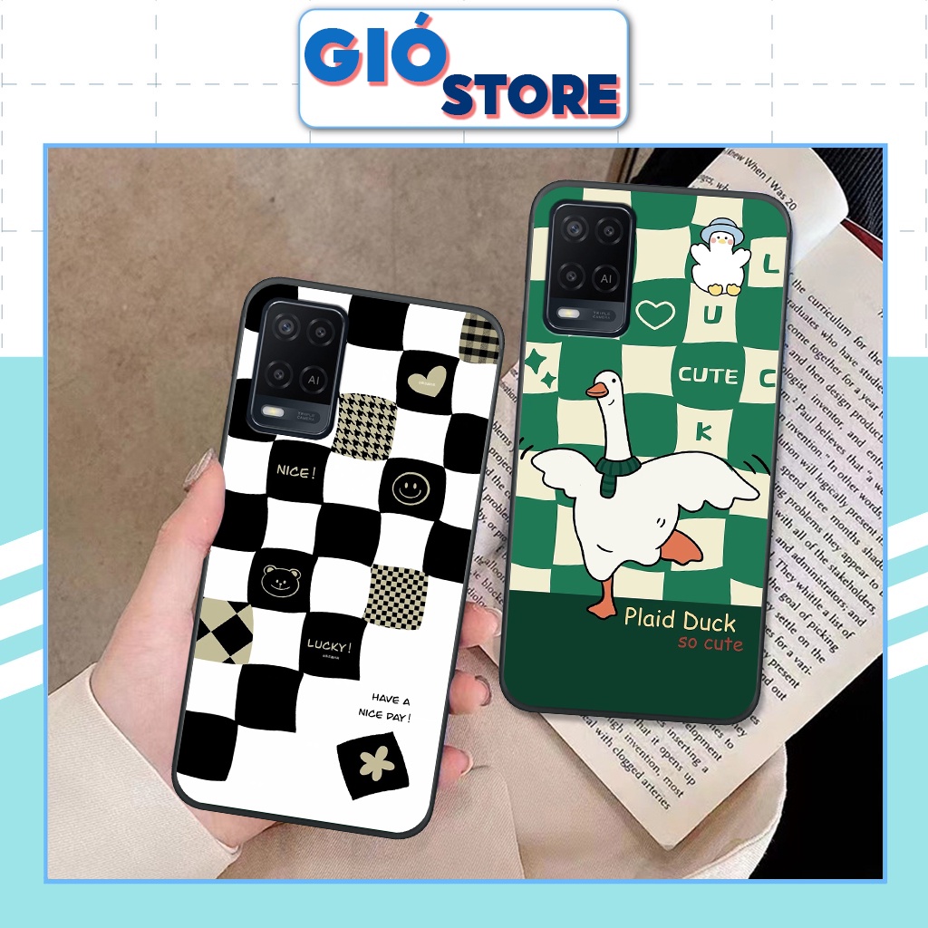 Ốp lưng Oppo A54 hoạ tiết nền kẻ caro thời trang, viền dẻo giá rẻ