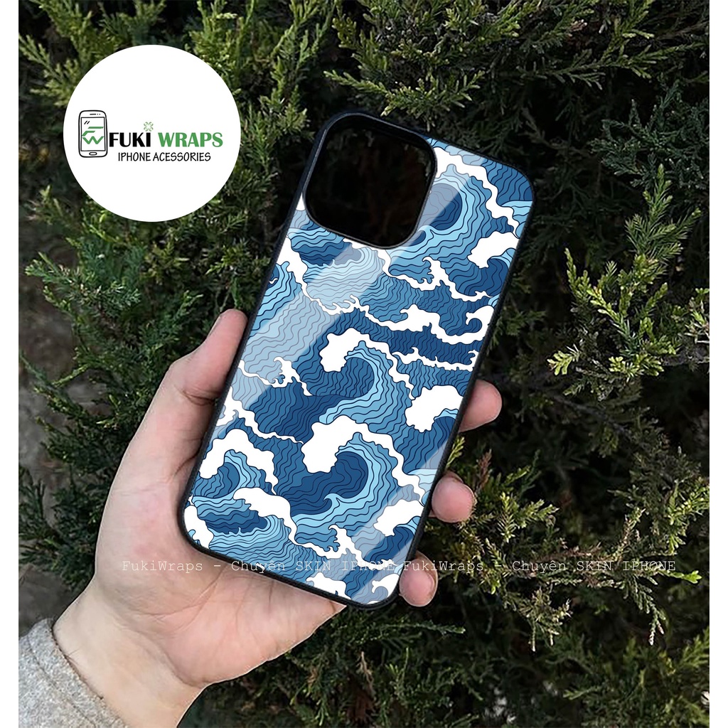 Ốp Lưng Kính Cường Lực / Case Sóng Xanh Chống Vỡ Dành Cho 13ProMax 12ProMax 11ProMax X XSMAX Fukishop