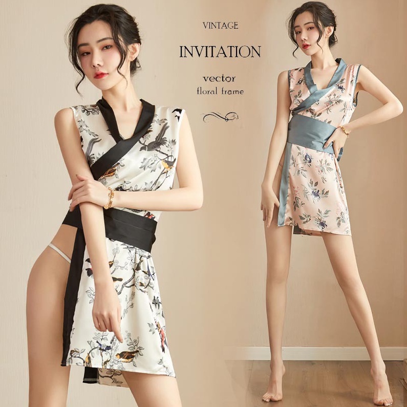 Choàng Ngủ phong cách kimono gợi cảm sexy 888 (sp gồm : Áo + quần chíp + đai )