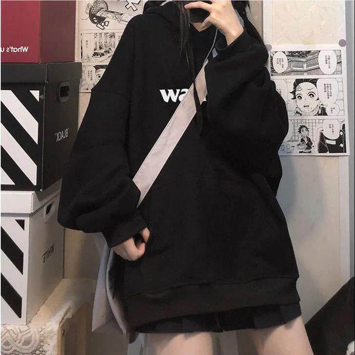 Áo Hoodie Tay Dài Dáng Rộng In Chữ Phong Cách Hàn Quốc Thời Trang Thu Đông Mới Cho Nam Và Nữ