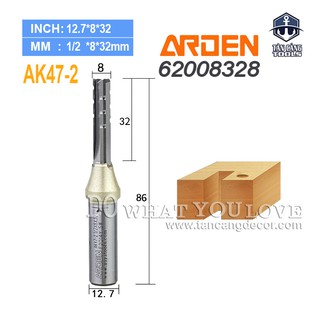 Mũi Router CNC AK47-2 Arden 8 x 32 mm Cốt 12.7 mm