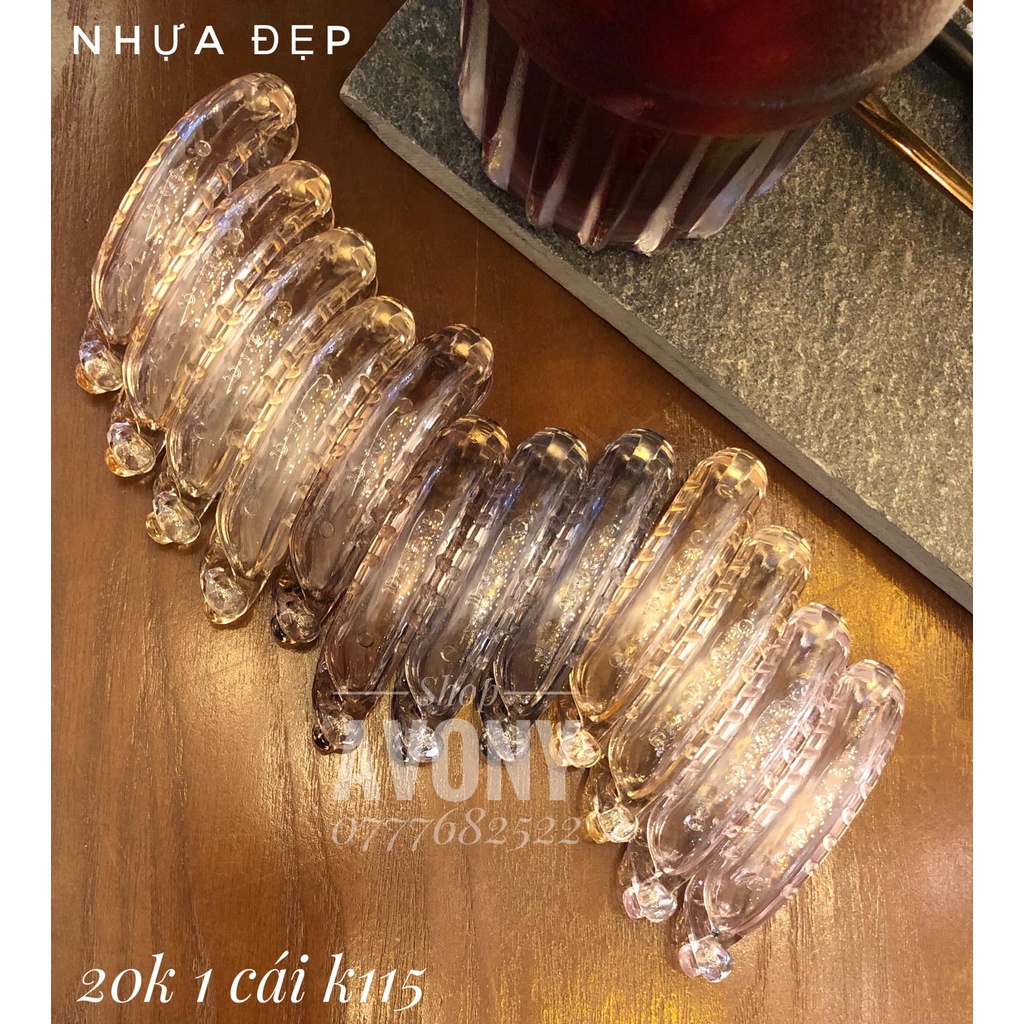 Kẹp tóc nghoéo - Kẹp tóc chéo dạng ngang màu trong dành cho tóc vừa