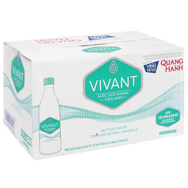 Thùng 24 chai Nước khoáng thiên nhiên Vivant 500ml/chai