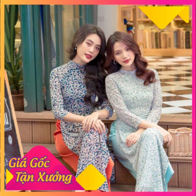 Áo dài hoa nhí cúc họa mi kèm quần