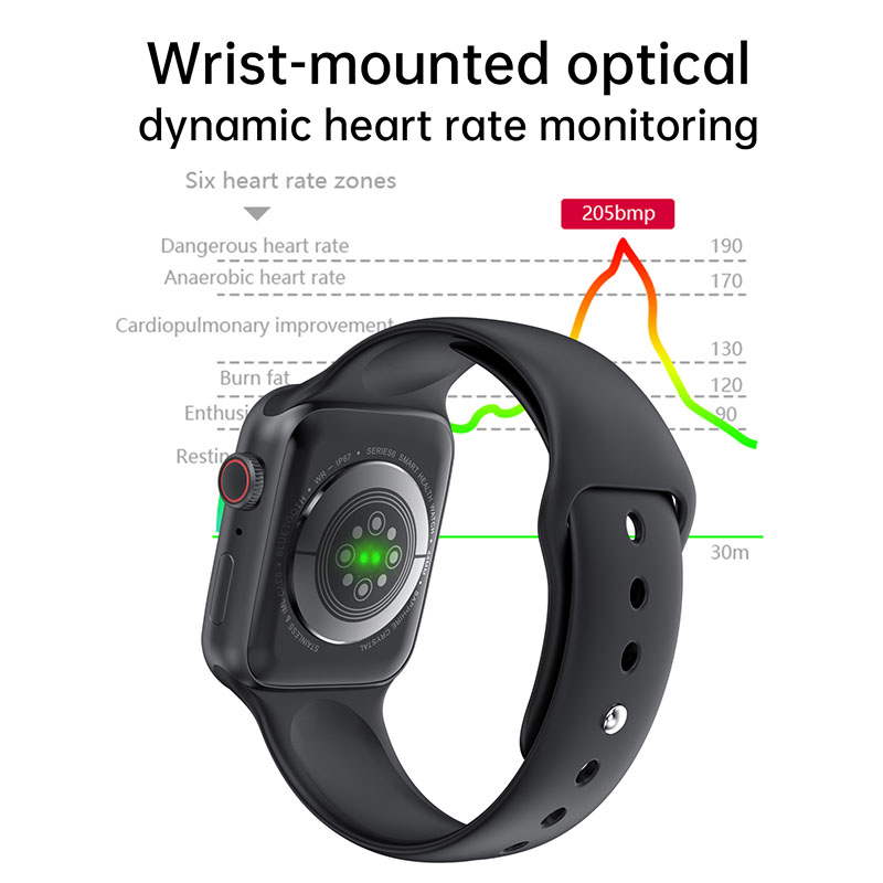 Lykry Smart Watch HW22Plus NEW IWO Square Screen Bluetooth Call IP67 Waterproof Long Standby Heart Rate Monitoring Fitness Tracker 1.75 inch