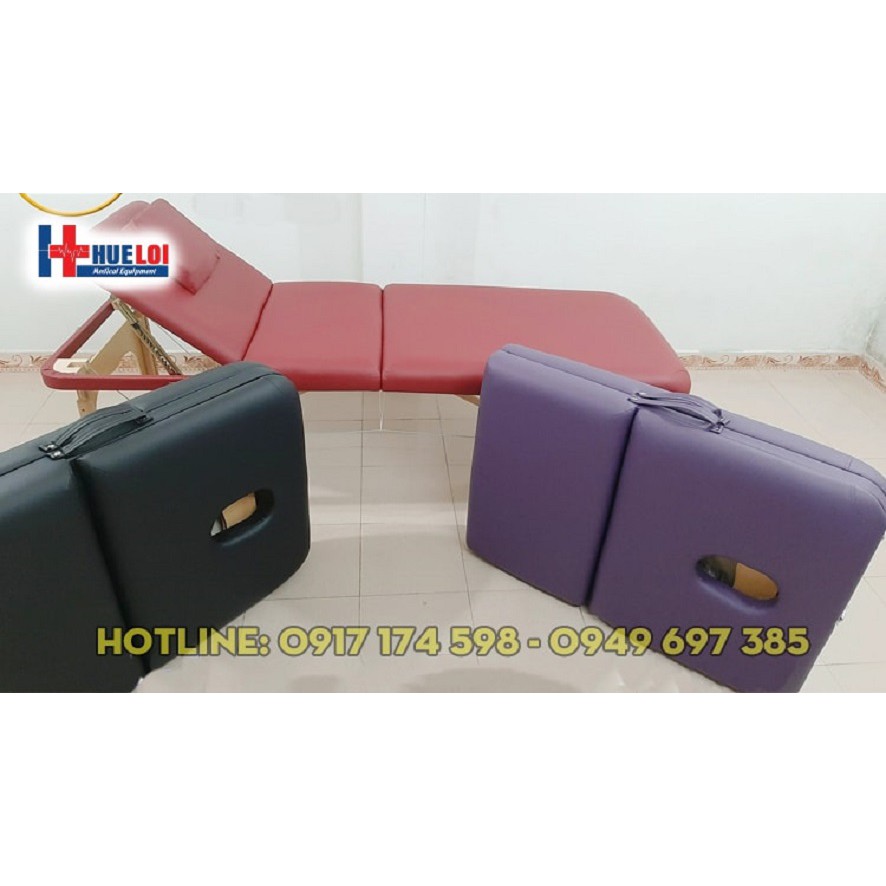 GIƯỜNG MASSAGE GẤP GỌN CHÂN GỖ NÂNG ĐẦU HL5 - Giường spa - Giường bấm huyệt