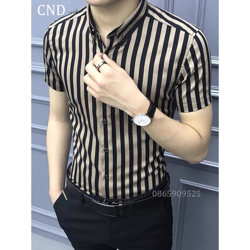 Áo Sơ Mi Kẻ 💖FREESHIP💖 Áo Sơ mi Công Sở họa tiết - Chất liệu lụa cotton cao cấp, chất vải mềm mịn, dáng slimfit trẻ đẹp | BigBuy360 - bigbuy360.vn