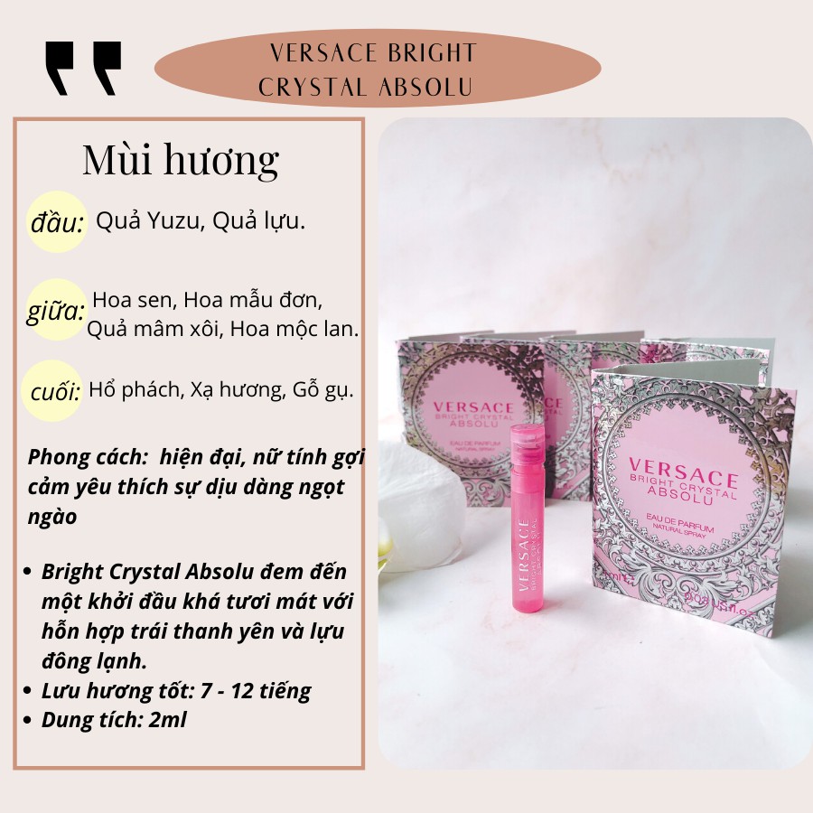 Vial Nước hoa nữ Bright Crystal Absolu Versace Hồng đậm 1ml