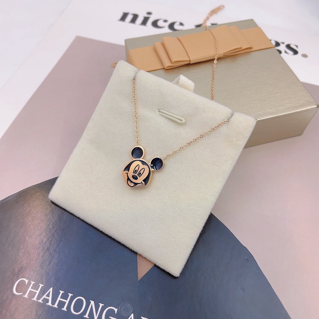 Dây chuyền thép titan mạ vàng hồng 18K thiết kế đơn giản cá tính hợp thời trang cho nữ