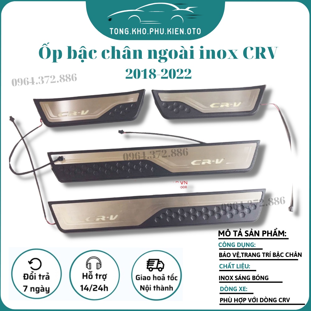 Ốp Bậc Chân Ngoài Xe Honda CRV 2018-2022 loại Có Đèn Led