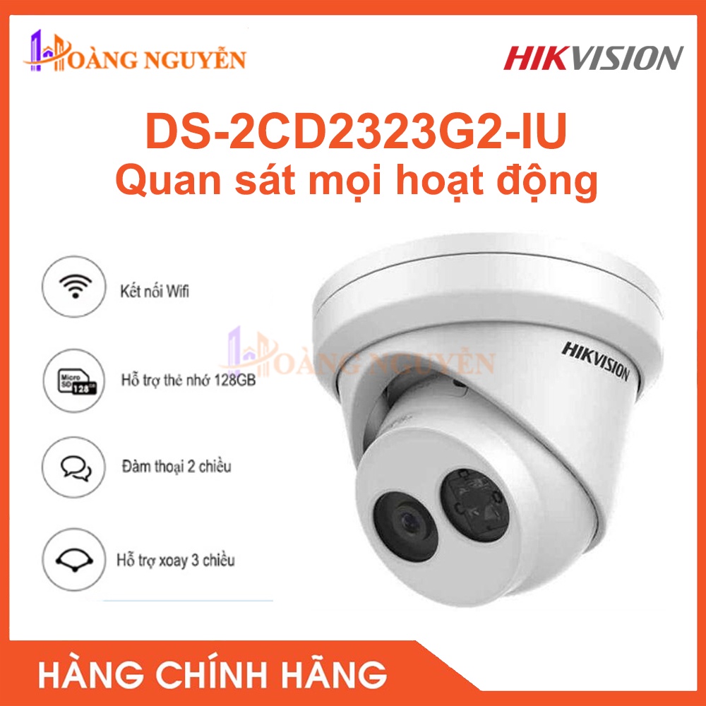 [NHÀ PHÂN PHỐI] Camera IP Dome HIKVISION DS-2CD2323G2-IU 2.0 Megapixel - Tầm Quan Sát Hồng Ngoại 30m, Chống Ngược Sáng