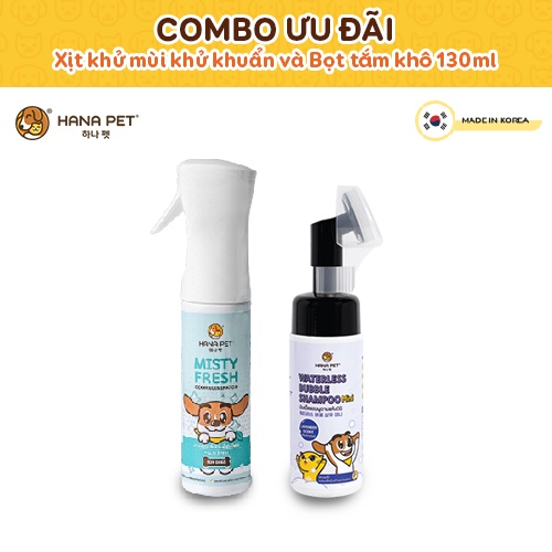 [CHÍNH HÃNG] COMBO Bọt tắm khô - Xịt khử mùi Misty Fresh / An toàn cho thú cưng khi liếm lông