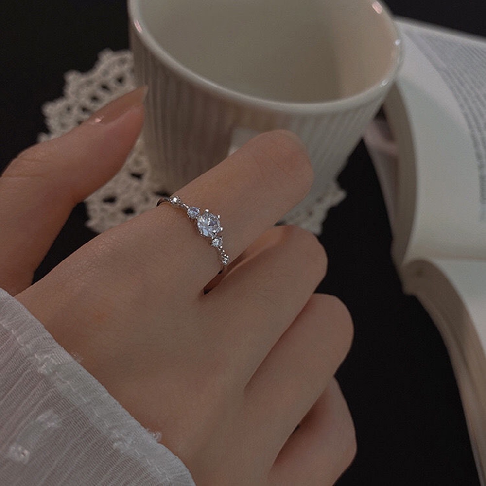 Nhẫn Đính Yanqueens Hôn Zircon Pha Lê Trắng Thiết Kế Mở Có Thể Điều Chỉnh Phiên Bản Hàn Quốc Thời Trang Mới Bán Chạy Cho Nữ