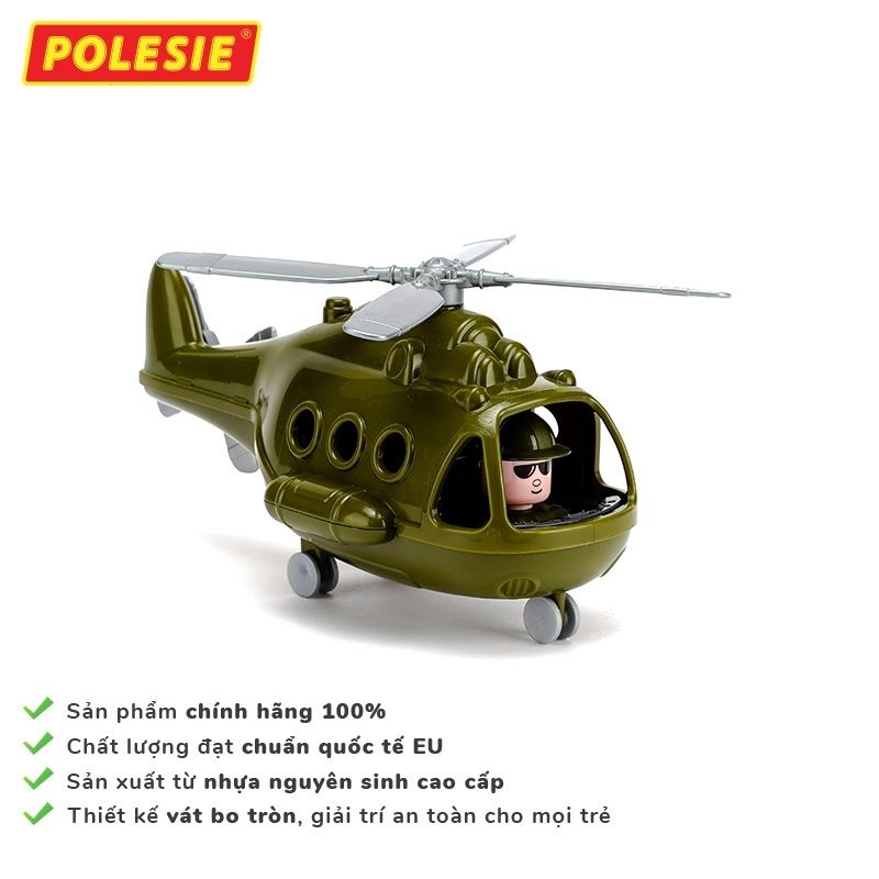 Đồ Chơi Mô Hình Máy Bay Trực Thăng Cảnh Sát Quân Sự, Nhựa ABS An Toàn Nhập Khẩu Châu Âu Chính Hãng POLESIE 68729