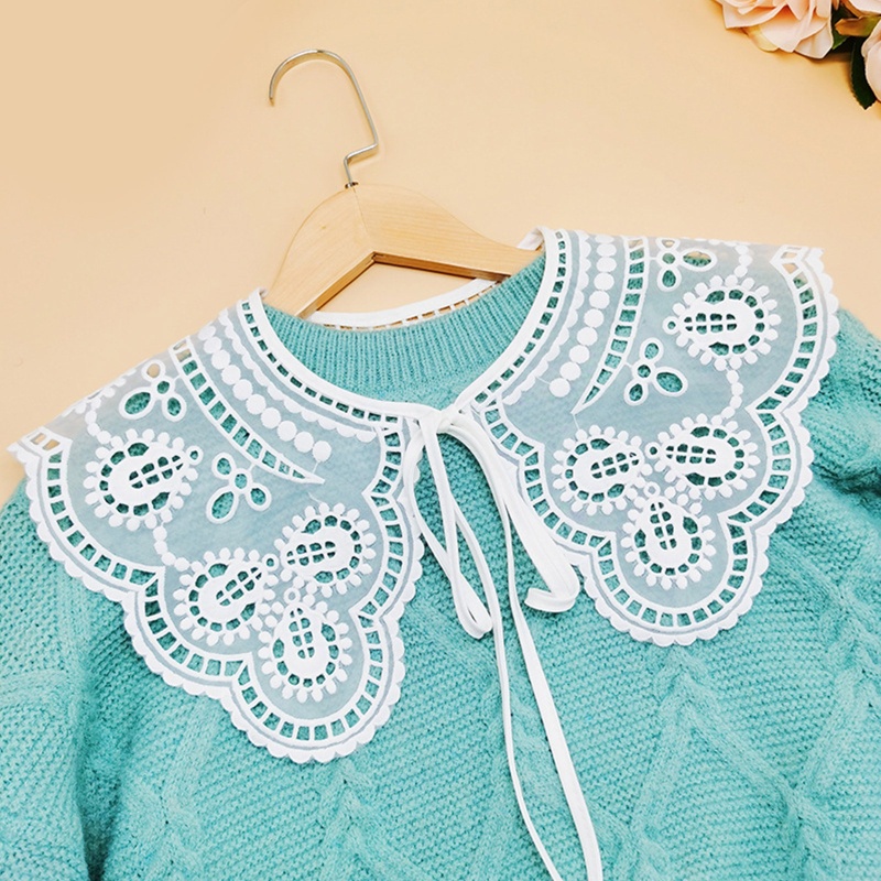 Vòng Cổ Bằng Vải Organza Thêu Ren Lỗ Có Thể Tháo Rời Cho Nữ