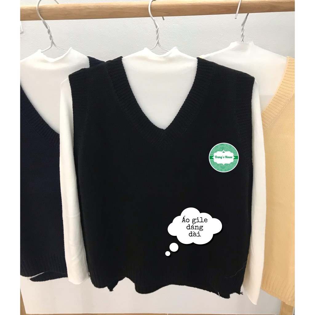 Áo gile len nữ tăm mịn cao cấp cổ V đen, trắng,hồng,vàng mặc cùng áo len cổ lọ cực xinh MSP428 | BigBuy360 - bigbuy360.vn