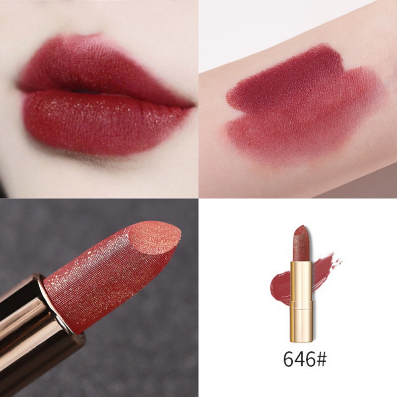 Son môi Leezi chống thấm nước có đính kim cương độc đáo