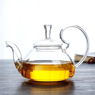 Ấm trà hoa thuỷ tinh quai vồng 600ml chịu nhiệt đun được trên bếp
