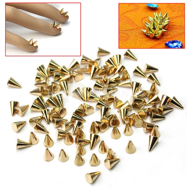 100PCS Metal Punk Cone Nail Art Spikes Bullet Stud Studded Decoration DIY Decor