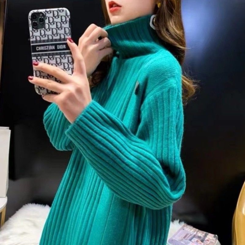 【ZHELIHANGFEI】Áo Sweater Dệt Kim Tay Dài Cổ Lọ Thiết Kế Trẻ Trung Cá Tính