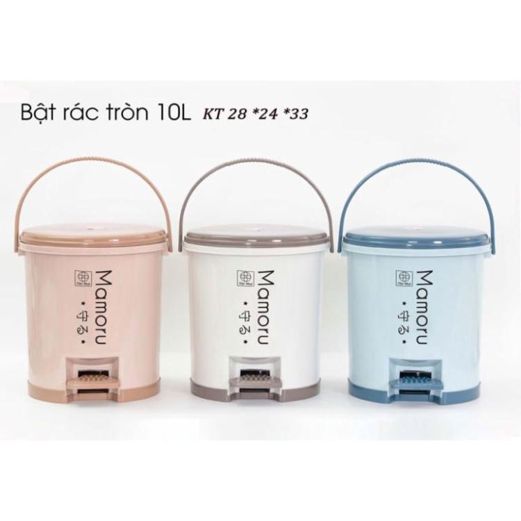Thùng rác nhựa nắp tròn đạp chân cao cấp 5L, 10L Mamoru
