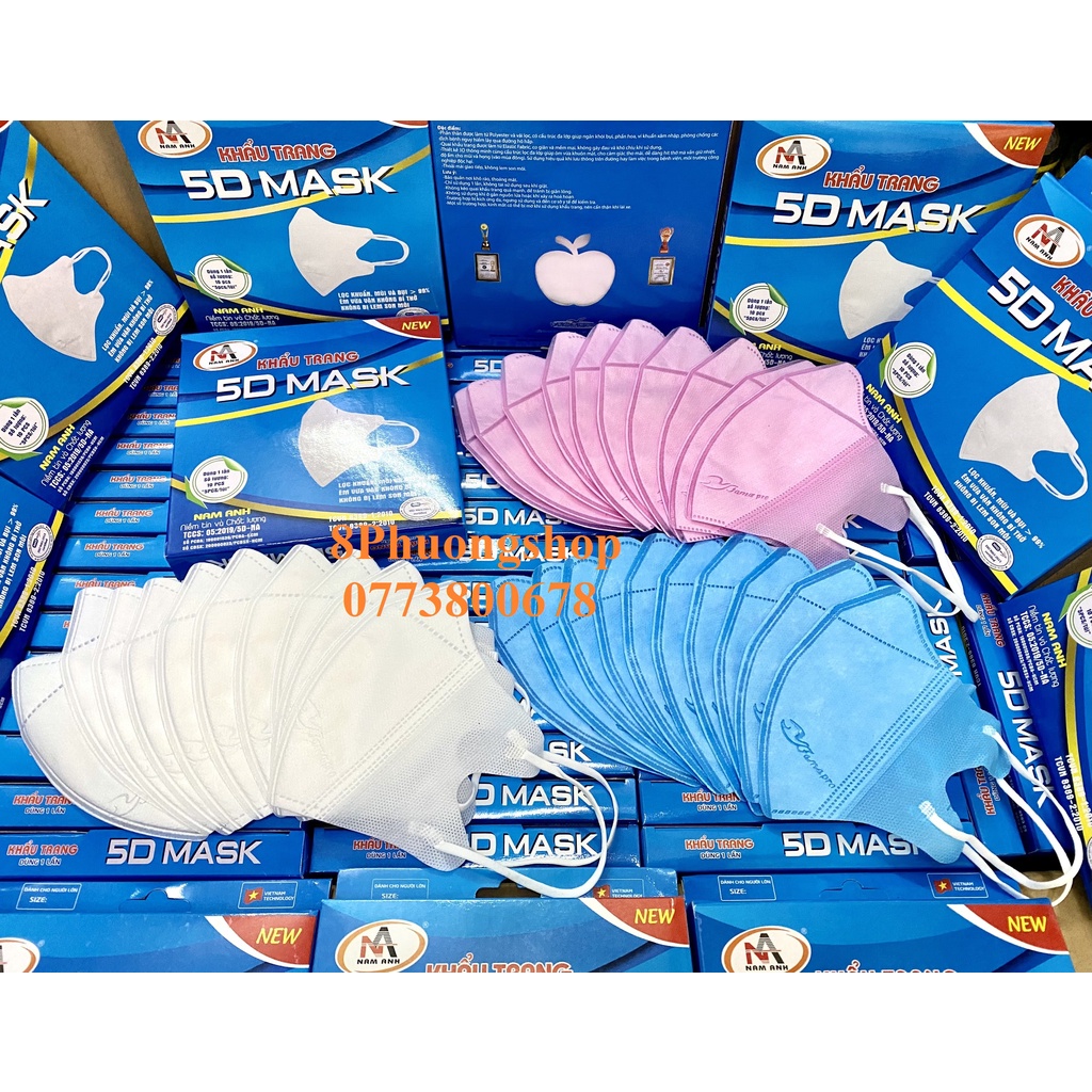 10 hộp khẩu trang 3D mask kháng khuẩn 5D FAMAPRO 3 lớp