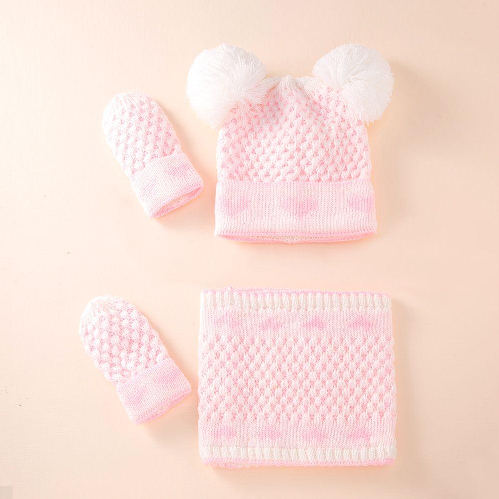 MIHAN1 Set 3 Món Nón + Găng Tay + Yếm + Nón Đàn Hồi Đáng Yêu Cho Bé