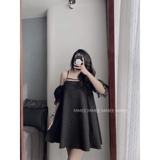 Váy gấm trễ vai dây mimee