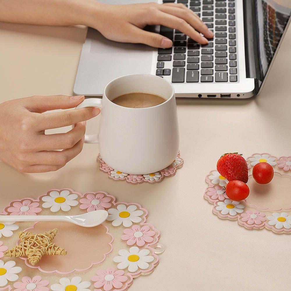 Đế Lót Ly Cách Nhiệt Họa Tiết Hoa Cúc Xinh Xắn Tiện Dụng Cho Gia Đình / Văn Phòng