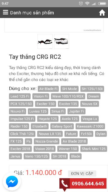 Tay thắng CRG CR2 loại xịn rẻ hơn giá thị trường