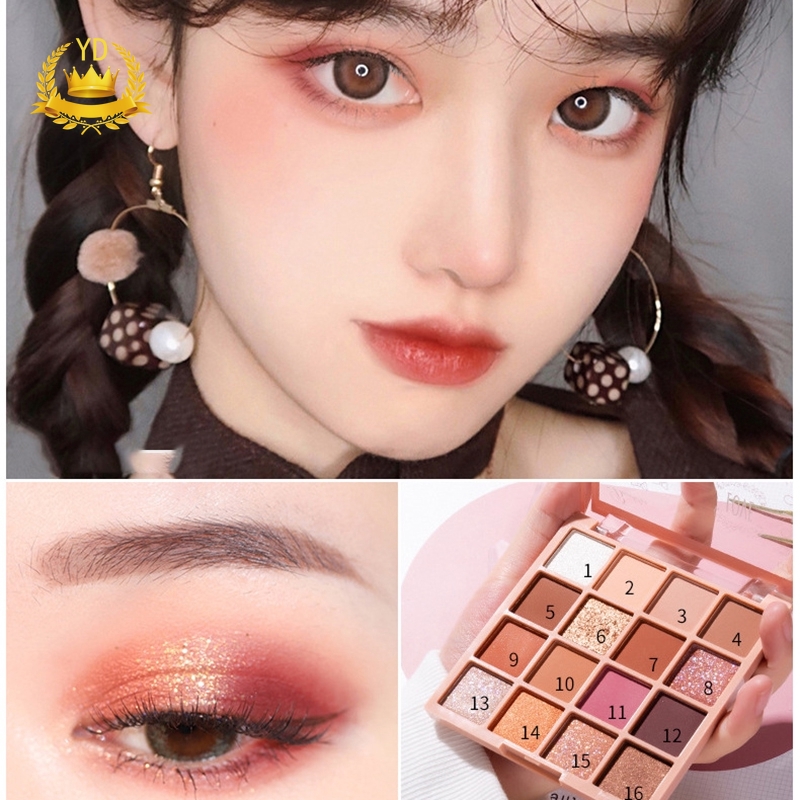 (Hàng Mới Về) Bảng Phấn Mắt Beauty Glazed 16 Màu Lấp Lánh Chống Thấm Nước
