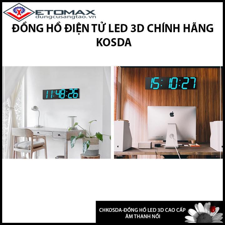 [Chính hãng KOSDA-Bảo hành 12 tháng] Đồng hồ điện tử treo tường LED 3D điều khiển từ xa 6 số, âm thanh nổi.