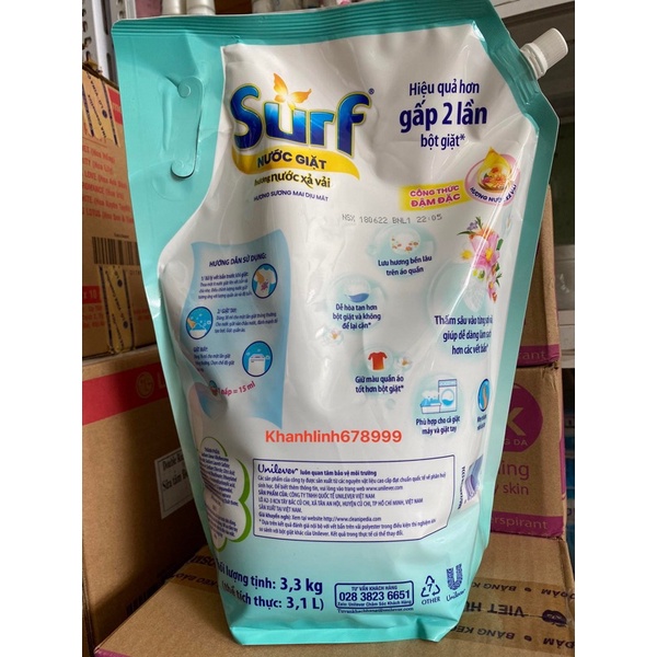 Nước giặt Surf hương sương mai dịu mát 3,3kg