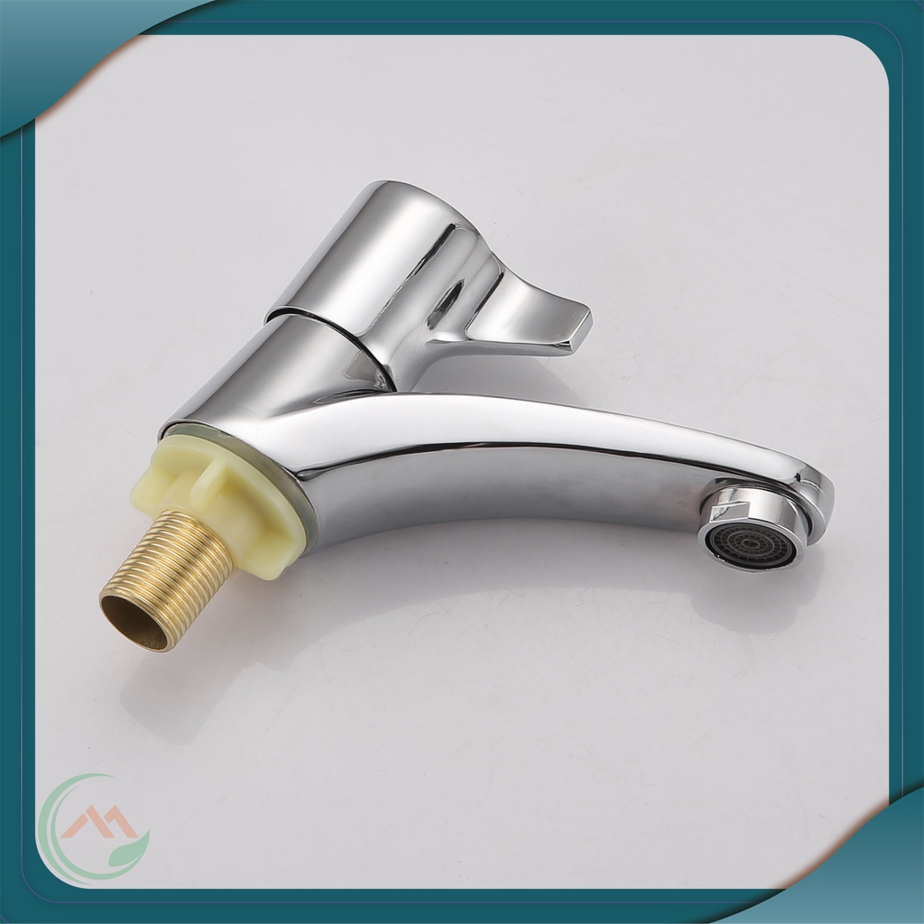 Vòi Lavabo inox mạ sáng bóng sử dụng 1 đường nước lạnh cho bồn rửa mặt (kèm 1 dây cấp nước 2 đầu ốc) - QM.VR062B2
