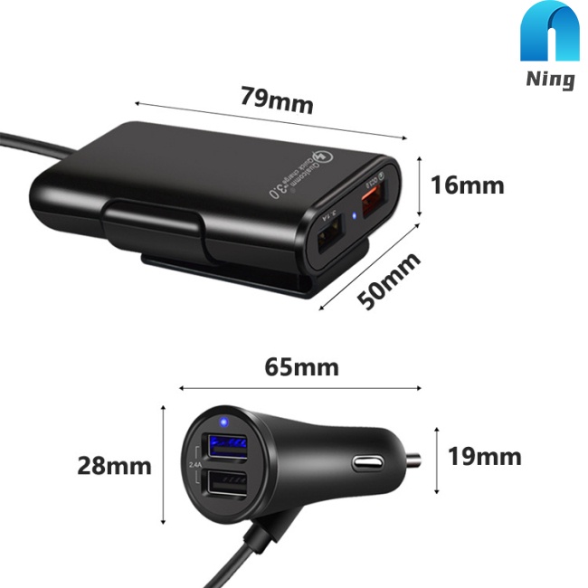 Tẩu Sạc Nhanh Usb Qc 3.0 Hai Cổng Chữ U Có Đèn Led Báo Hiệu Thông Minh Cho Xe Hơi