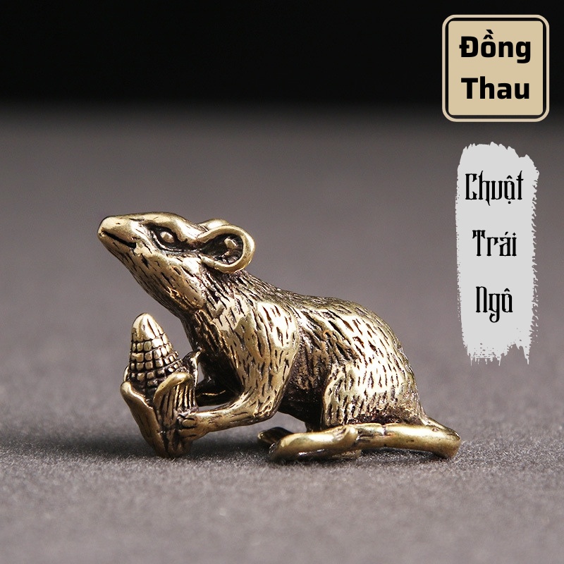 Tượng Nhỏ Phong Thủy Bằng Đồng Kiểu Dáng Con Chuột Ngô, Đem Lại Sự May Mắn Tài Lộc, Trưng Bày