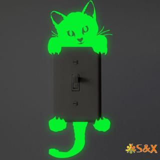 Bộ sticker dán công tắc hình mèo dạ quang