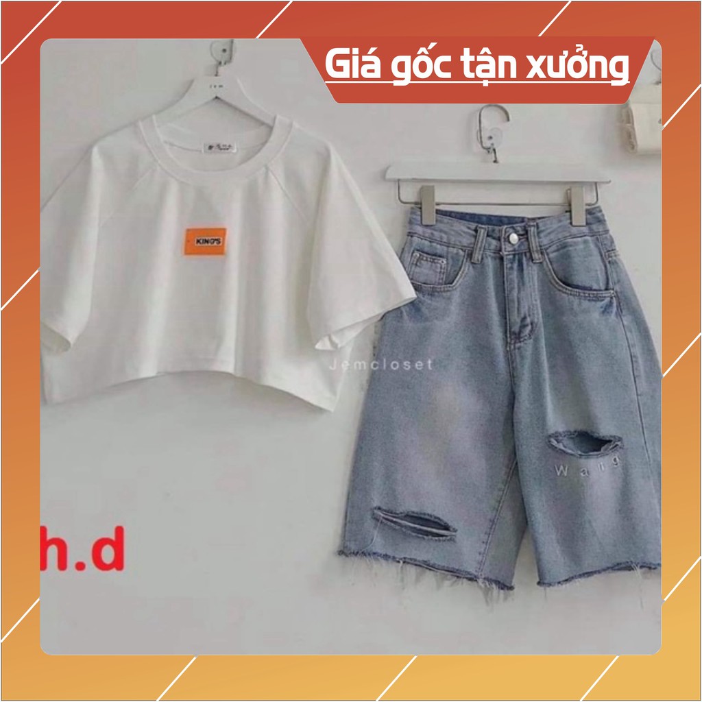 Sét áo croptop SKIN + quần đùi bò HĐ13
