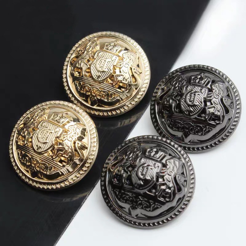 Cúc kim loại cao cấp, phong cách Anh vương miện đôi sư tử phù hợp áo vest nam và nữ, áo khoác, măng tô, áo khoác dạ