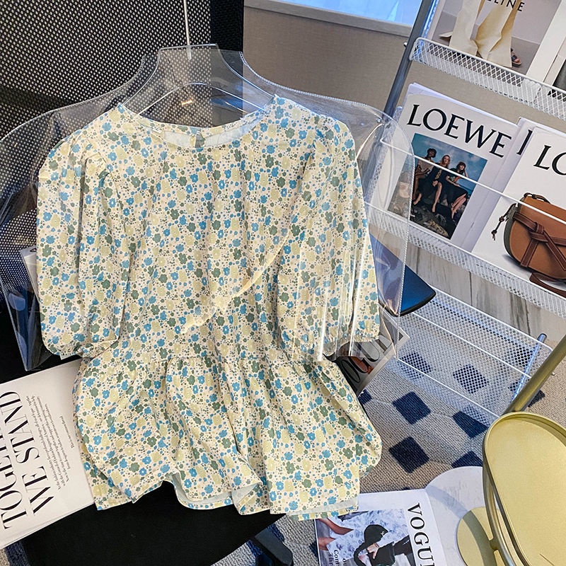 Áo Kiểu Tay Phồng In Họa Tiết Hoa Thời Trang Mùa Hè Hàng Mới Dành Cho Nữ