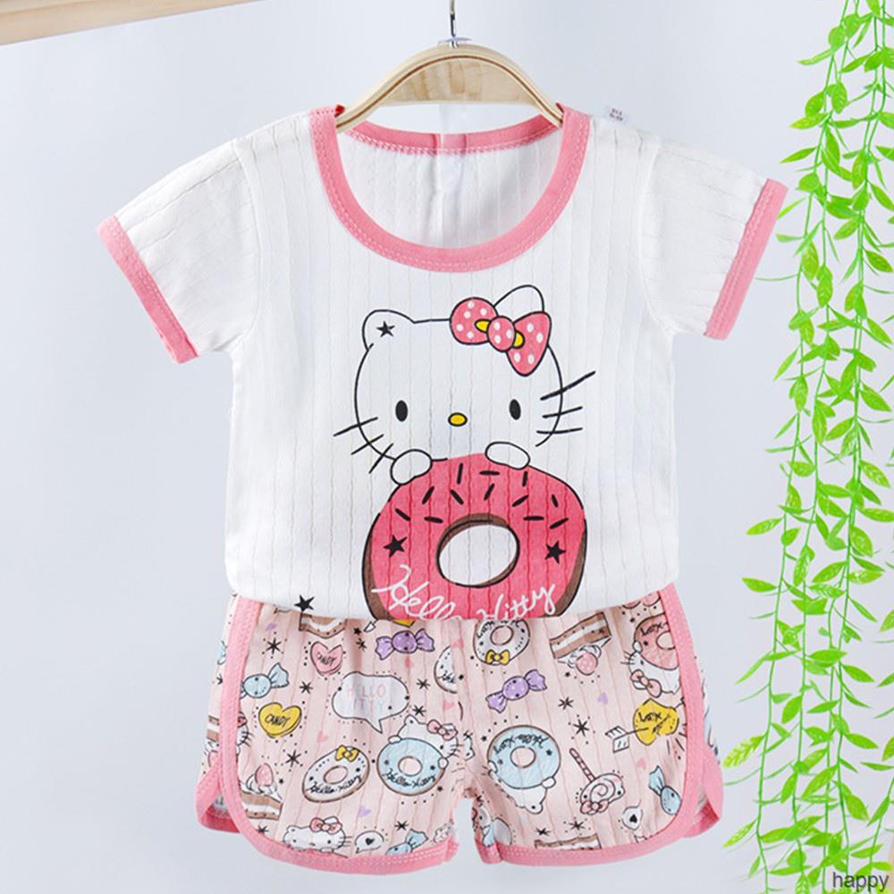 Set Áo Thun Tay Ngắn &amp; Quần Short Cotton Phối Lưới Thời Trang Mùa Hè Cho Bé Sơ Sinh