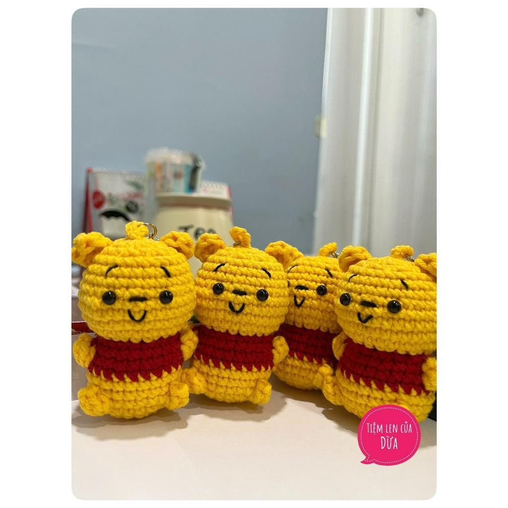 Móc khóa len handmade gấu pooh đáng yêu