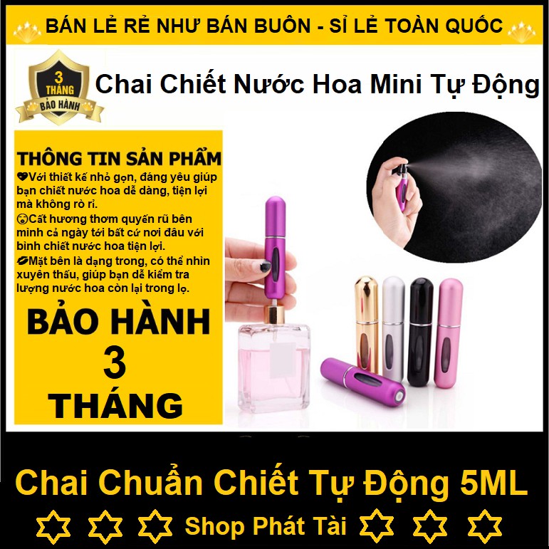 Chai Chiết Nước Hoa Mini - Dụng Cụ Sang Chiết Nước Hoa - Vỏ Nhôm Sang Trọng ( 5ml )