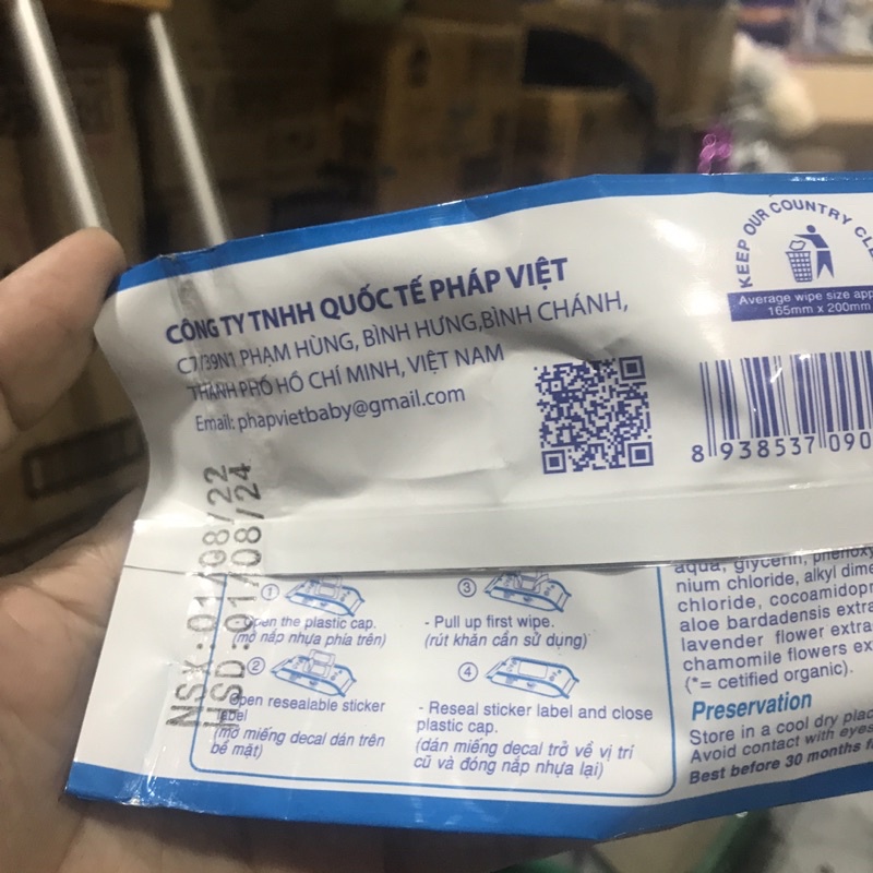 Combo 10 gói Khăn Ướt Baby Wipes 80g Không Mùi